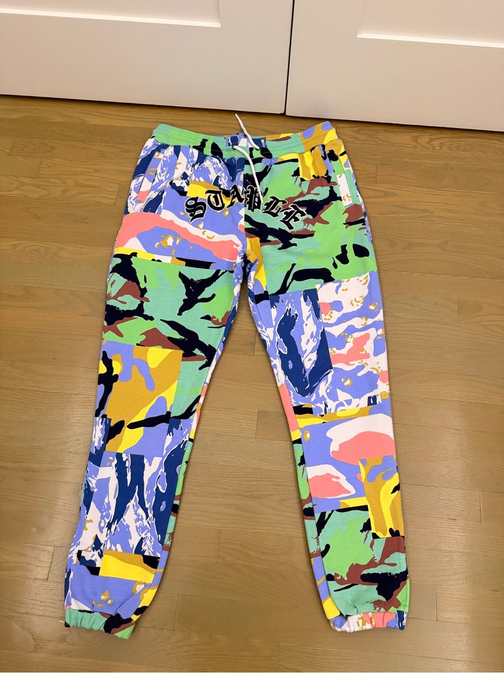NWT Staple Multicolor Abstract Patchwork Joggers